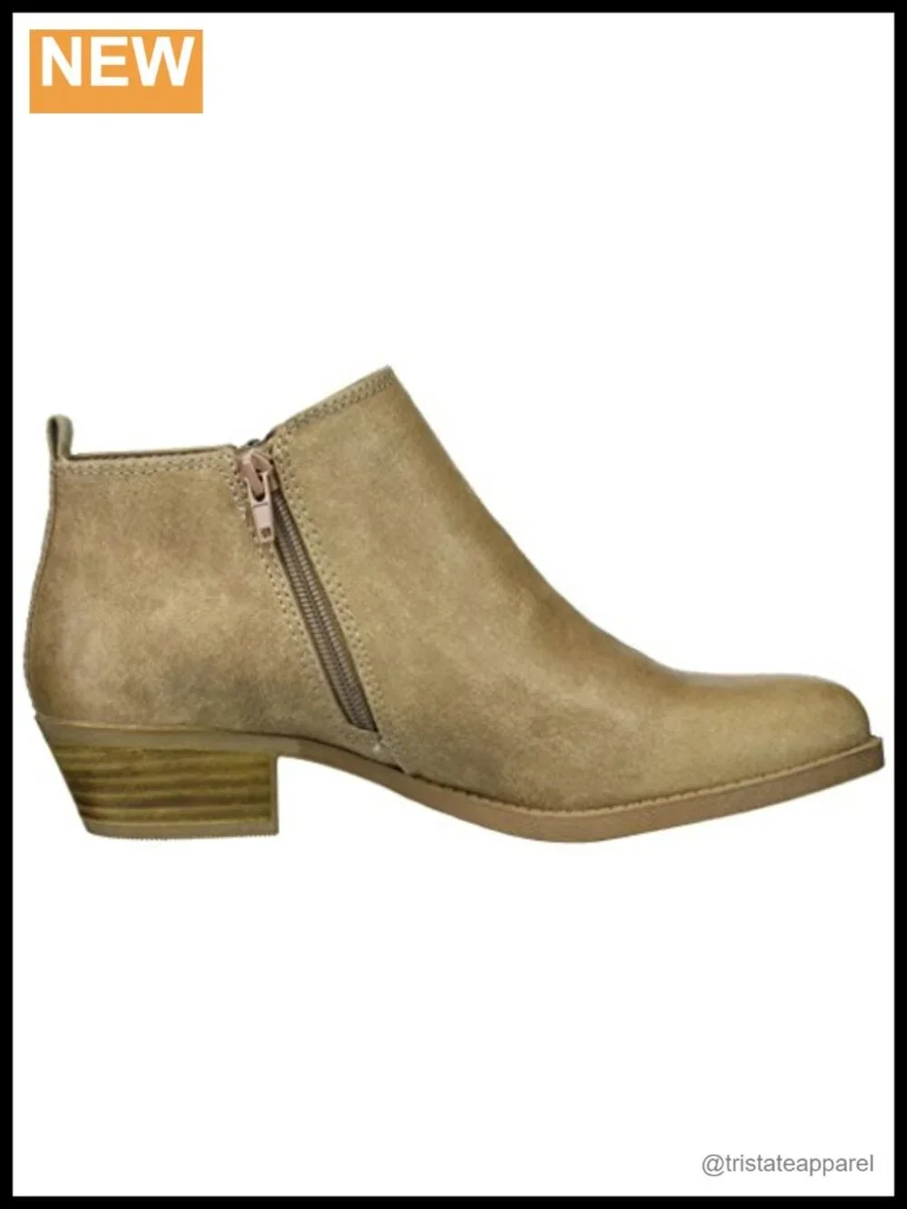 Ankle Bootie with Zipper Detail and Block Heel